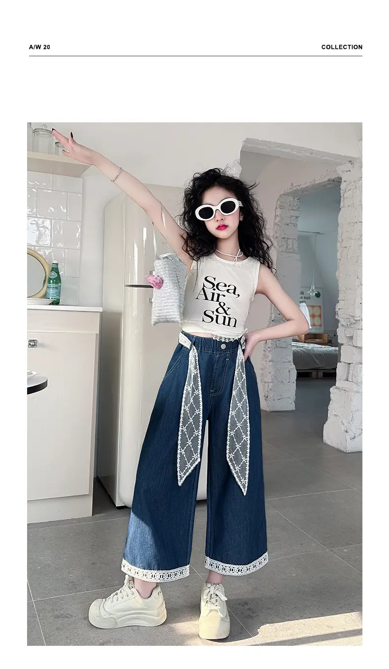 Girls Wide Leg Jeans with Lace Belt 2025 — feature 16
