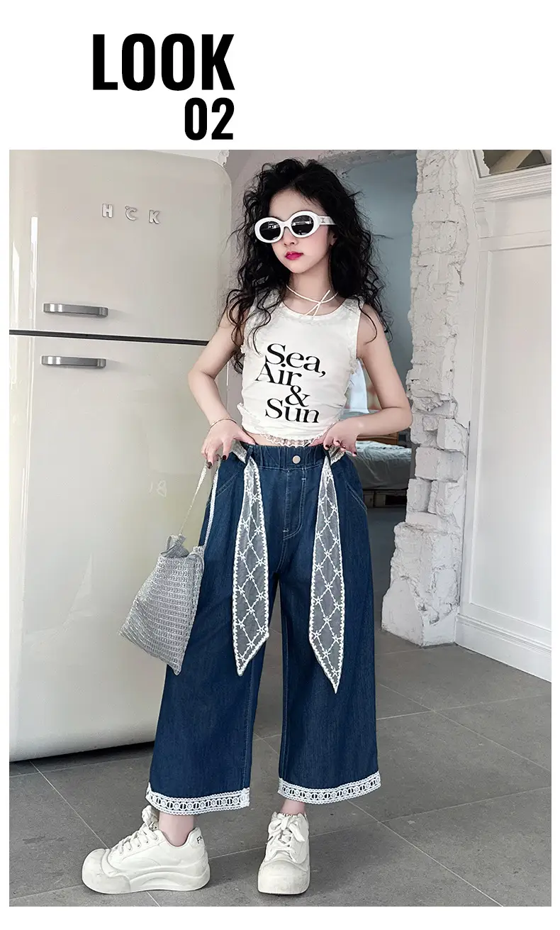 Girls Wide Leg Jeans with Lace Belt 2025 — feature 19