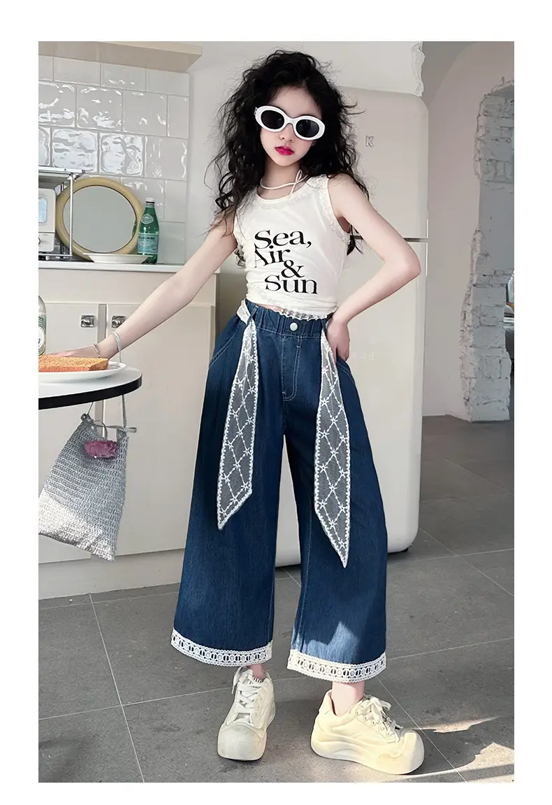 Girls Wide Leg Jeans with Lace Belt 2025 — feature 22