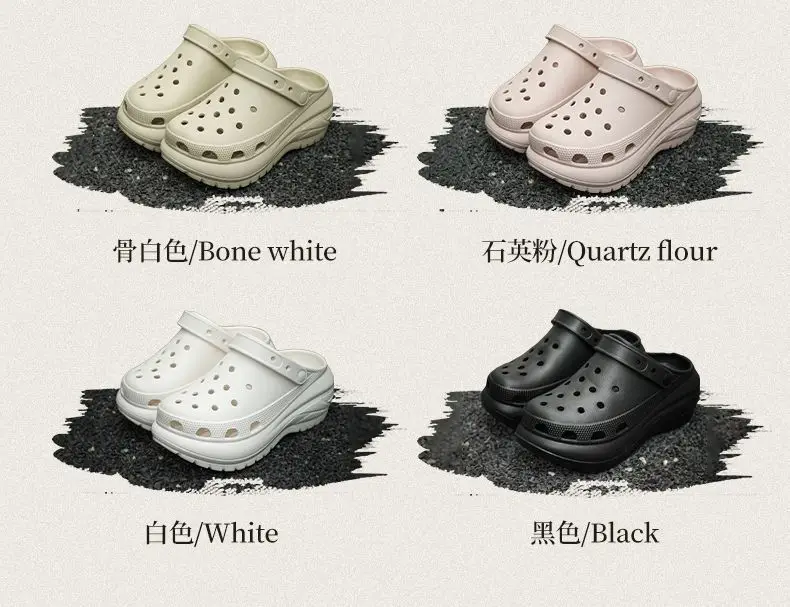 Qidan Shoe Factory Hole Shoes Women's Summer Thick Sole Elevated Outdoor Wear eva Non-slip Beach Shoes Toe Sandals and Slippers for Women — feature 3