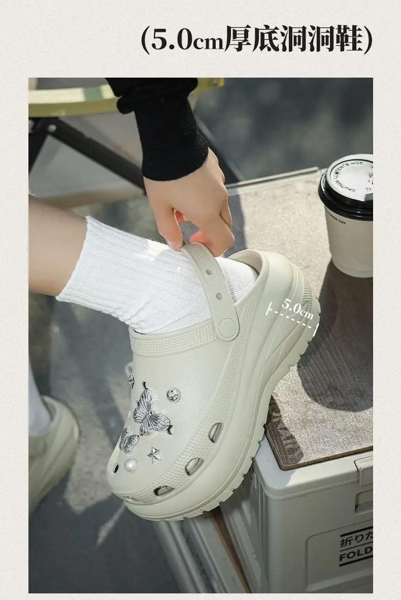Qidan Shoe Factory Hole Shoes Women's Summer Thick Sole Elevated Outdoor Wear eva Non-slip Beach Shoes Toe Sandals and Slippers for Women — feature 4