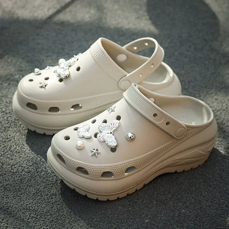 Qidan Shoe Factory Hole Shoes Women's Summer Thick Sole Elevated Outdoor Wear eva Non-slip Beach Shoes Toe Sandals and Slippers for Women - Image 2