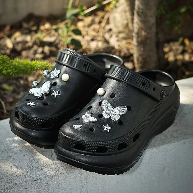 Qidan Shoe Factory Hole Shoes Women's Summer Thick Sole Elevated Outdoor Wear eva Non-slip Beach Shoes Toe Sandals and Slippers for Women - Image 4