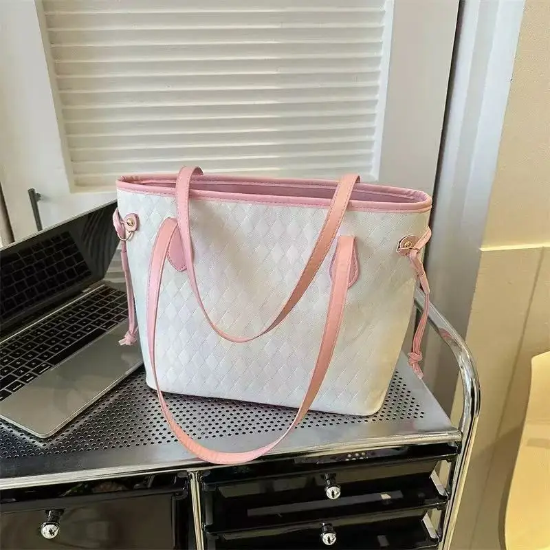 Large Capacity Korean Style Pendant Bag Women's 2023 New Commuting Simple Casual Solid Color Simple Handbag luggage and leather goods - Image 2