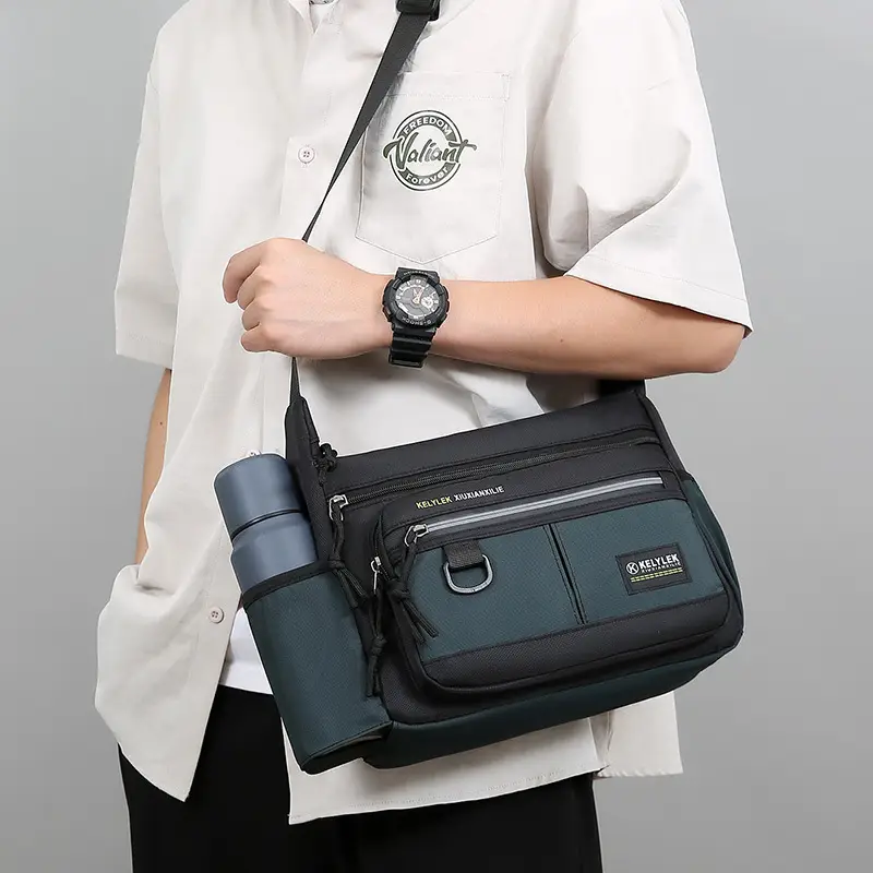 Men's Large Capacity Crossbody Bag Black Waterproof - Image 7