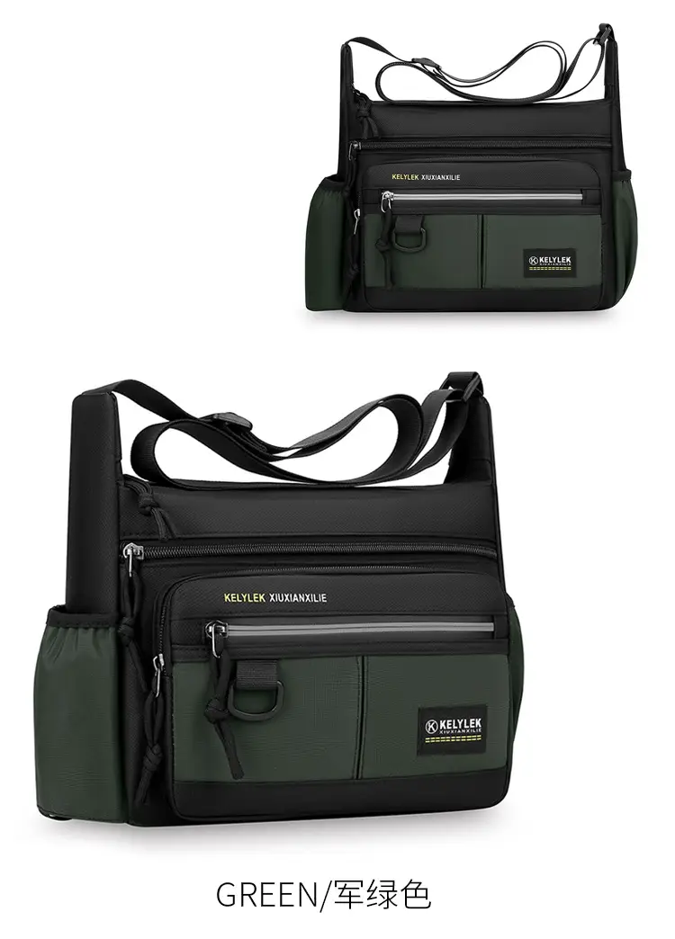 Men's Large Capacity Crossbody Bag Black Waterproof — feature 14