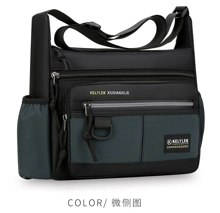 Men's Large Capacity Crossbody Bag Black Waterproof — feature 16