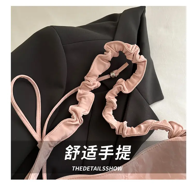 Green Pleated Shoulder Bag with Butterfly Design — feature 5