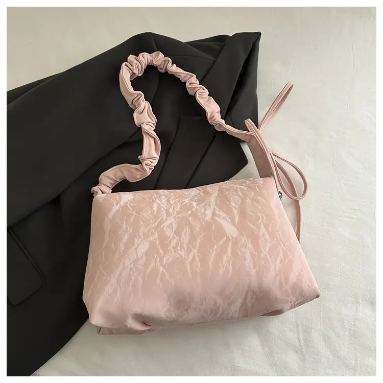 Green Pleated Shoulder Bag with Butterfly Design — feature 9