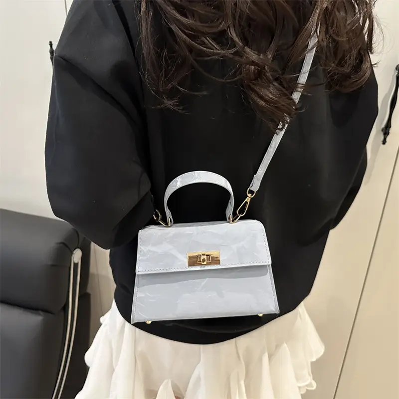2025 Summer Lock Crossbody Bag Brown Leather - Image 8
