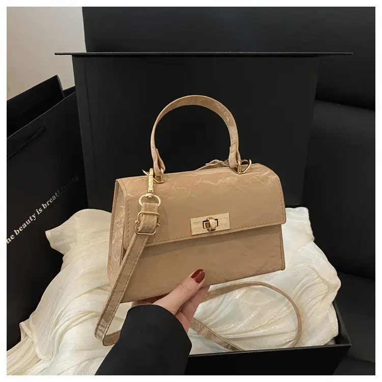 2025 Summer Lock Crossbody Bag Brown Leather — feature 20