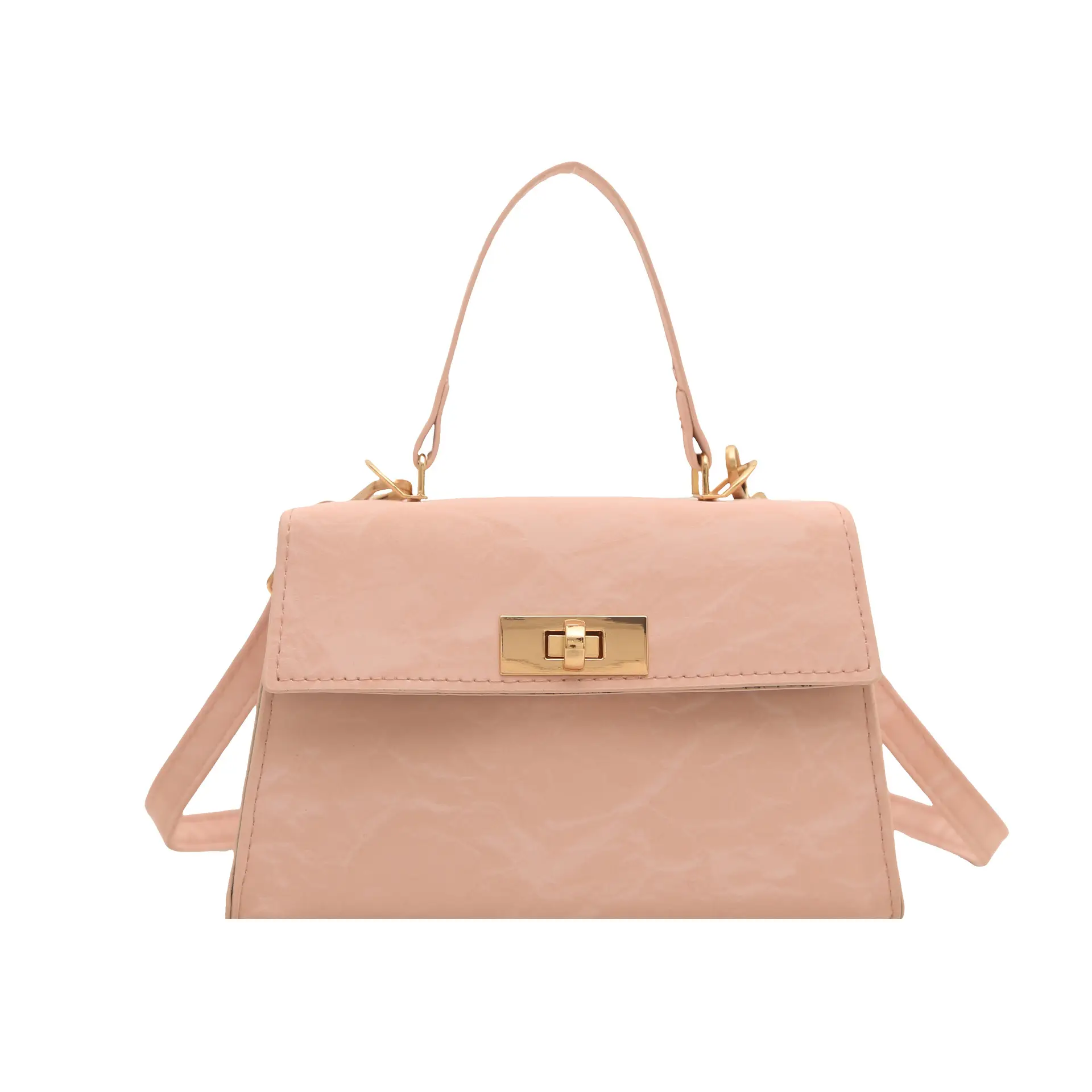 2025 Summer Lock Crossbody Bag Brown Leather - Image 2