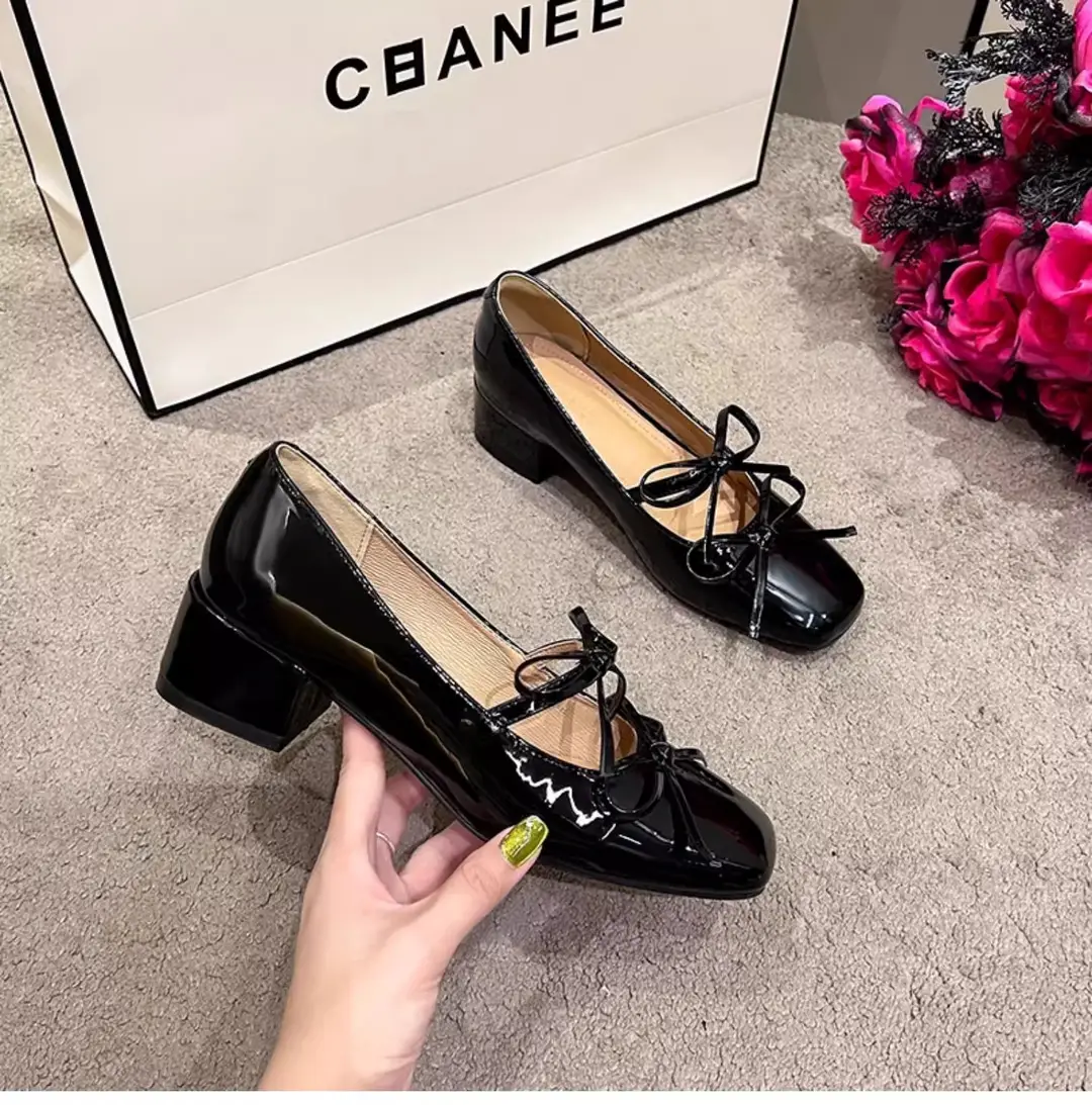 Silver Square-Toe Bowknot Chunky Heel French-Style Mary Jane Shoes, Fashionable and Elegant, Suitable for Pairing with Dresses, Women's New Model for 2026 — feature 12