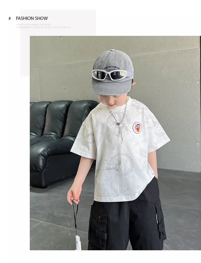 Boys White T-Shirt Short Sleeve 2025 Summer — feature 13