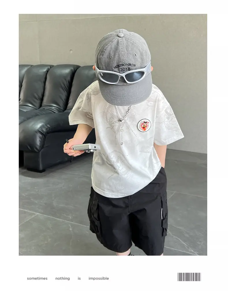 Boys White T-Shirt Short Sleeve 2025 Summer — feature 15