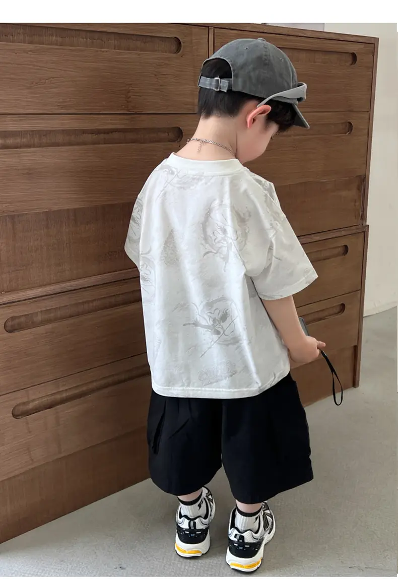 Boys White T-Shirt Short Sleeve 2025 Summer — feature 16