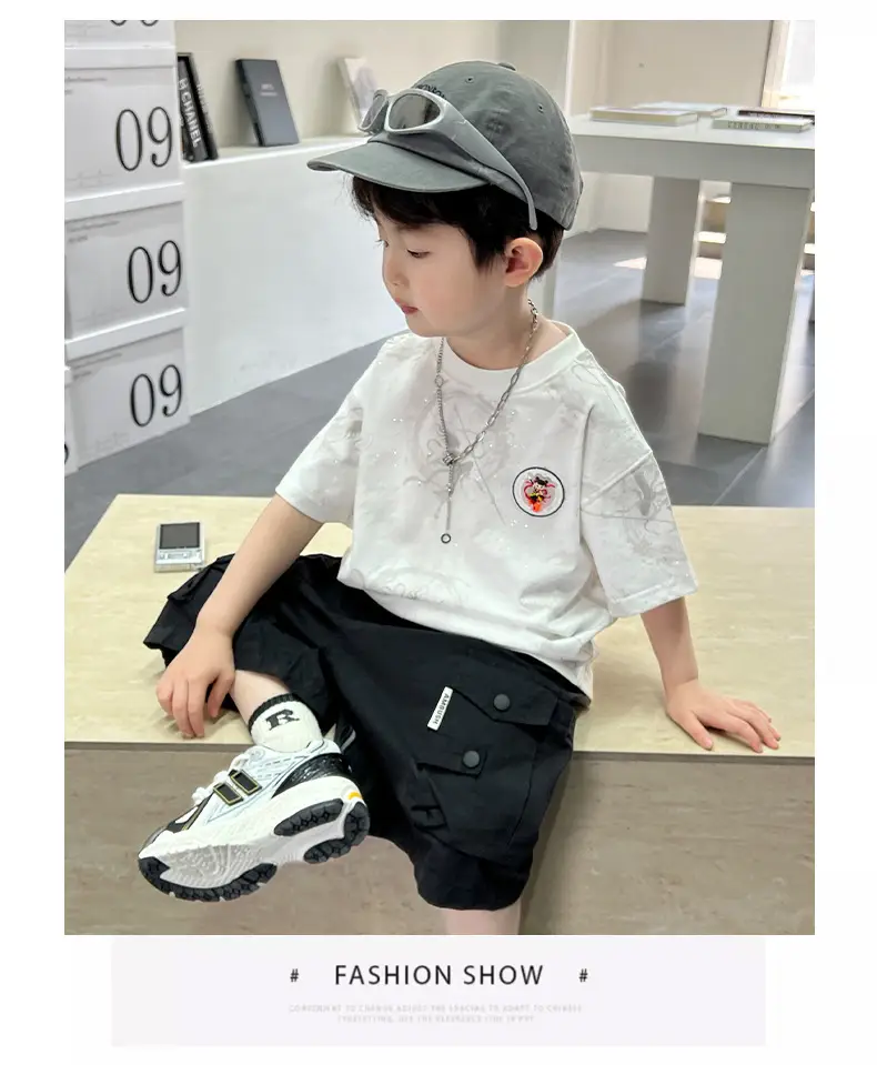 Boys White T-Shirt Short Sleeve 2025 Summer — feature 17