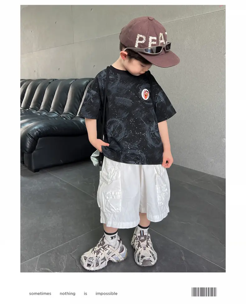 Boys White T-Shirt Short Sleeve 2025 Summer — feature 7