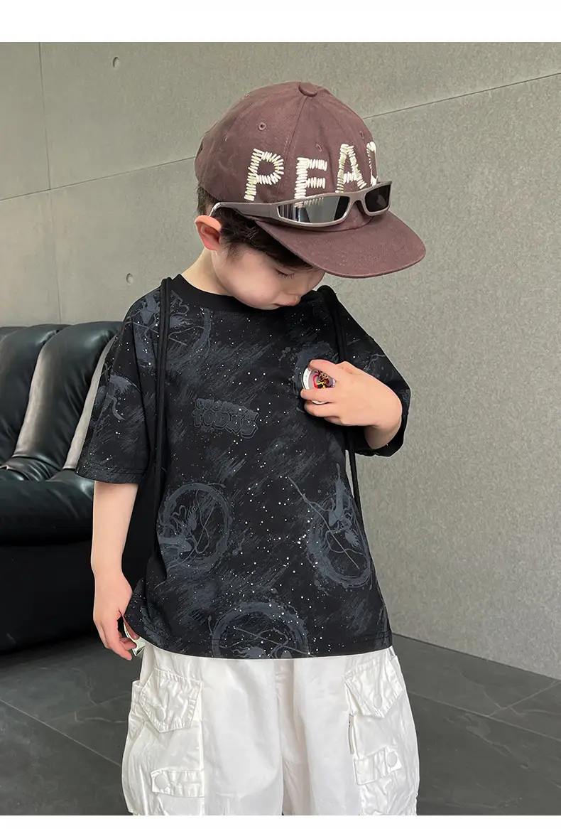 Boys White T-Shirt Short Sleeve 2025 Summer — feature 8
