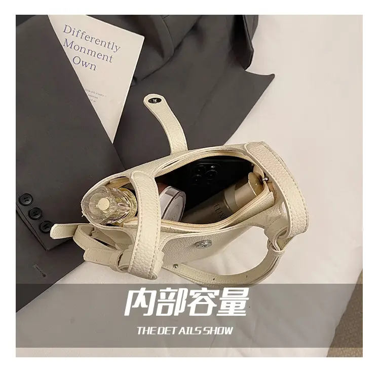 Women's Soft Leather Bucket Bag Beige Shoulder Crossbody — feature 11