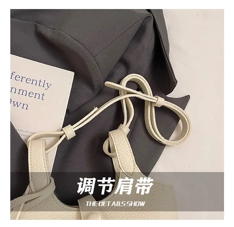 Women's Soft Leather Bucket Bag Beige Shoulder Crossbody — feature 13