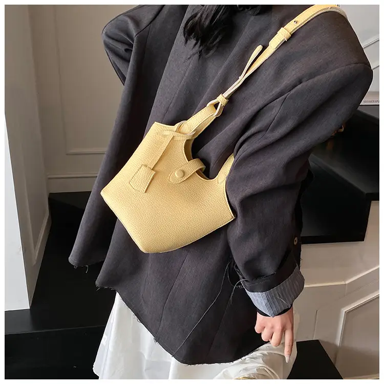 Women's Soft Leather Bucket Bag Beige Shoulder Crossbody — feature 19