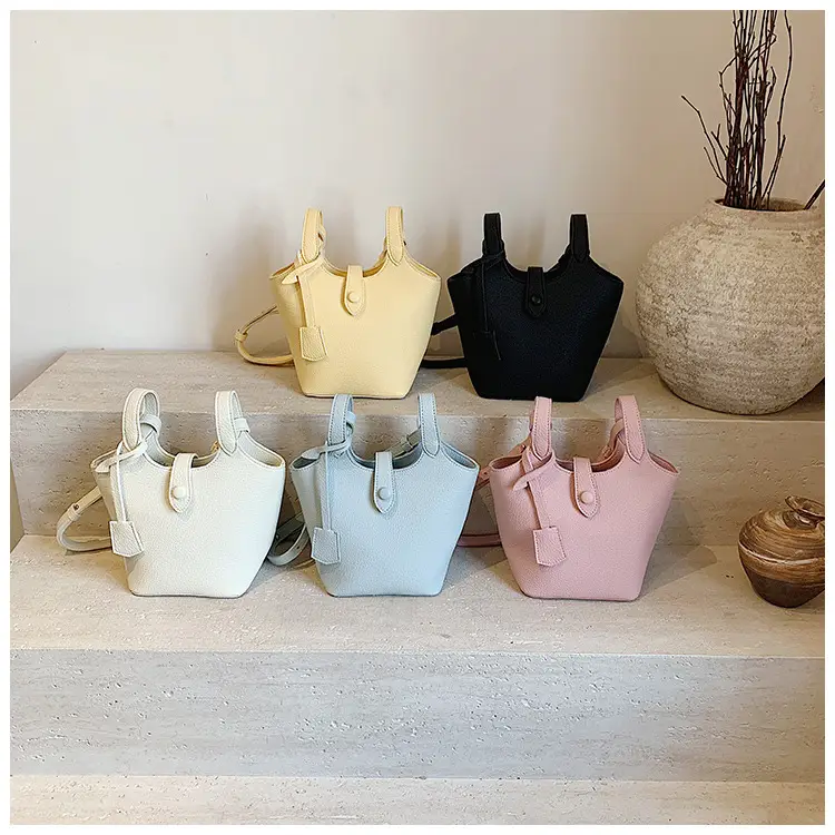 Women's Soft Leather Bucket Bag Beige Shoulder Crossbody — feature 2