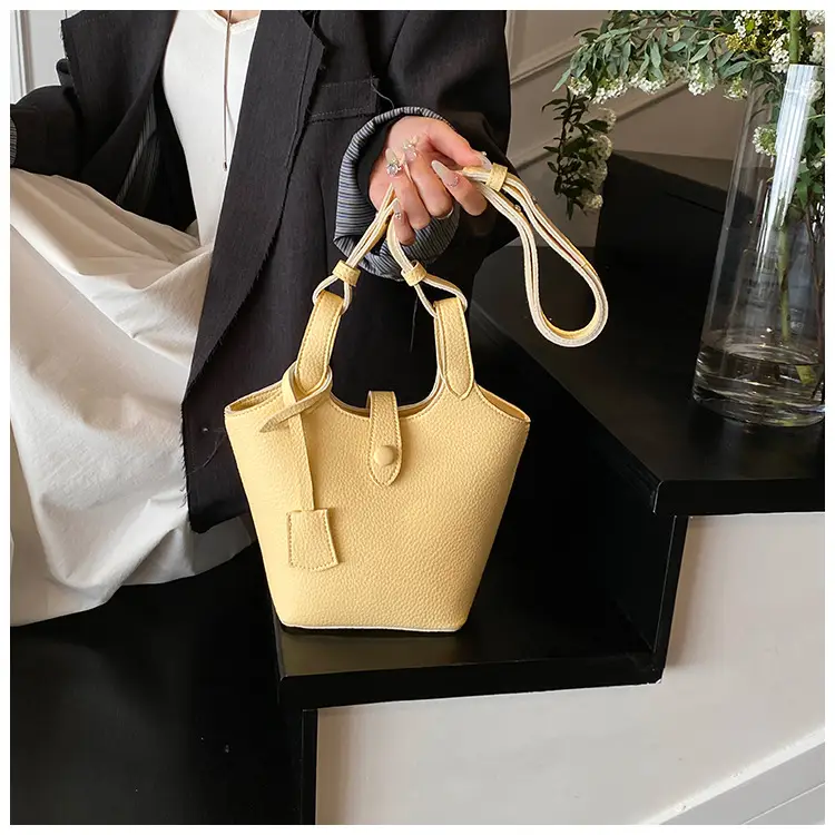 Women's Soft Leather Bucket Bag Beige Shoulder Crossbody — feature 21