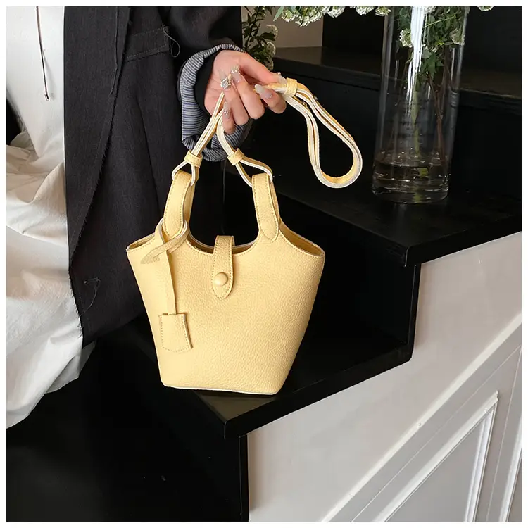 Women's Soft Leather Bucket Bag Beige Shoulder Crossbody — feature 22