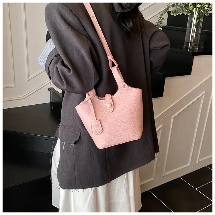 Women's Soft Leather Bucket Bag Beige Shoulder Crossbody — feature 27