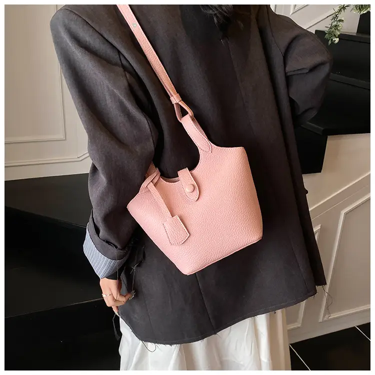 Women's Soft Leather Bucket Bag Beige Shoulder Crossbody — feature 28