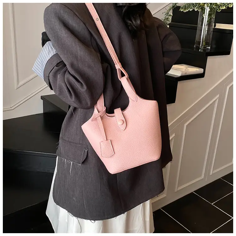 Women's Soft Leather Bucket Bag Beige Shoulder Crossbody — feature 30