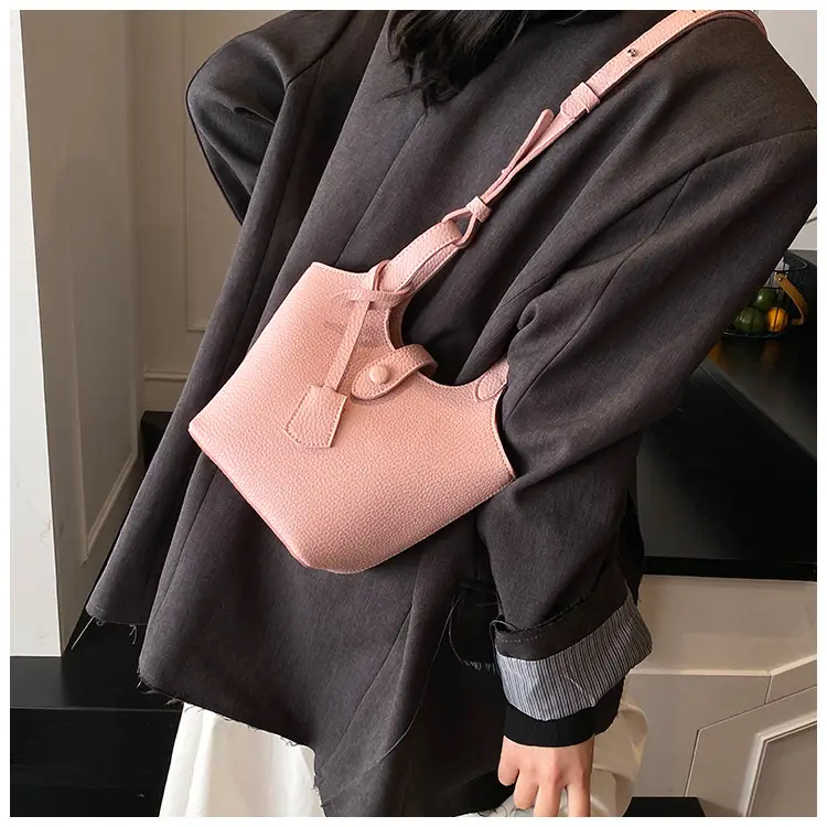 Women's Soft Leather Bucket Bag Beige Shoulder Crossbody — feature 31