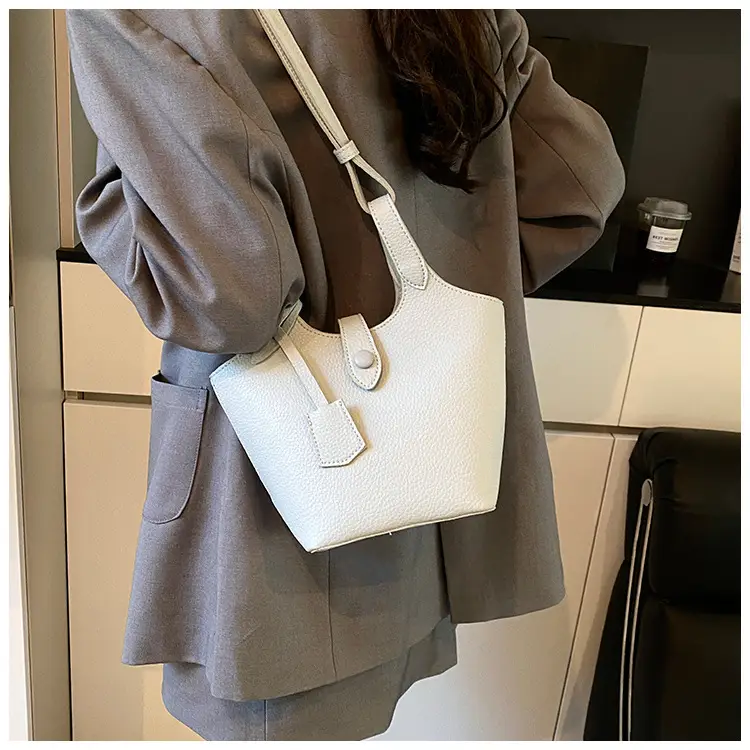 Women's Soft Leather Bucket Bag Beige Shoulder Crossbody — feature 33