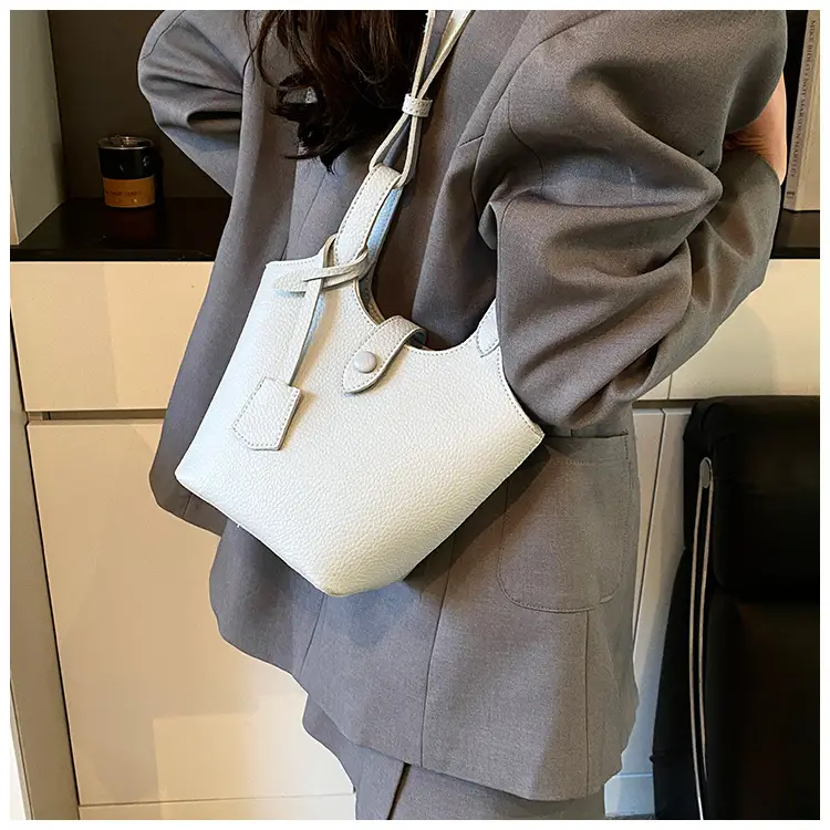 Women's Soft Leather Bucket Bag Beige Shoulder Crossbody — feature 35