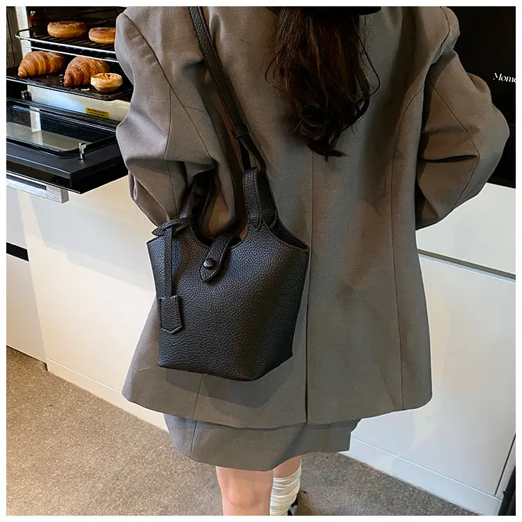 Women's Soft Leather Bucket Bag Beige Shoulder Crossbody — feature 37