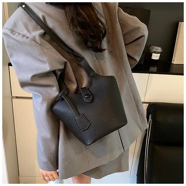 Women's Soft Leather Bucket Bag Beige Shoulder Crossbody — feature 38