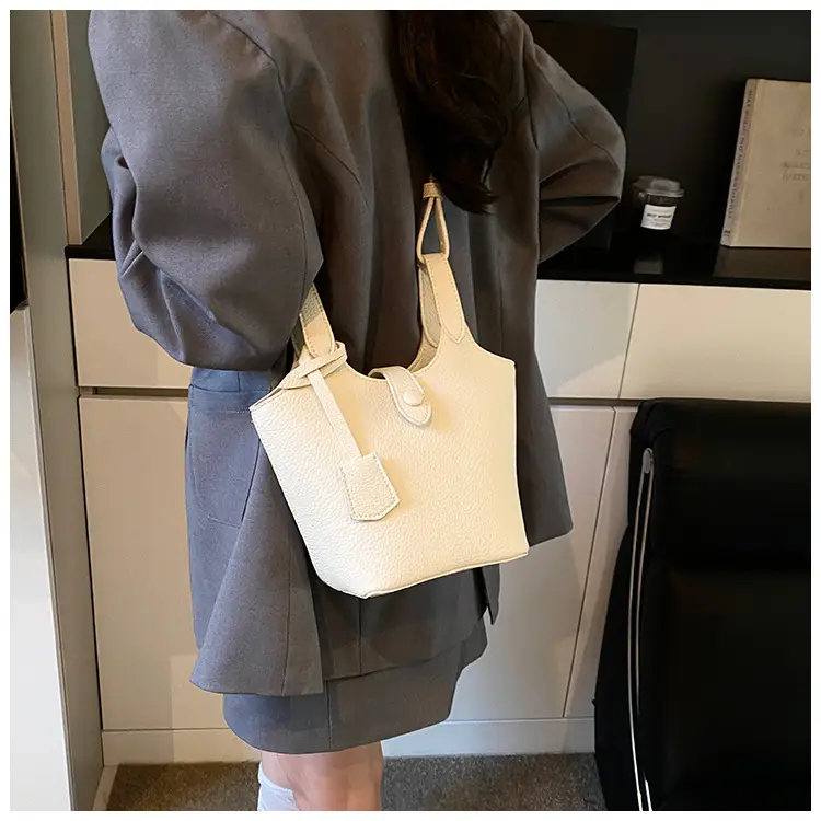 Women's Soft Leather Bucket Bag Beige Shoulder Crossbody — feature 43