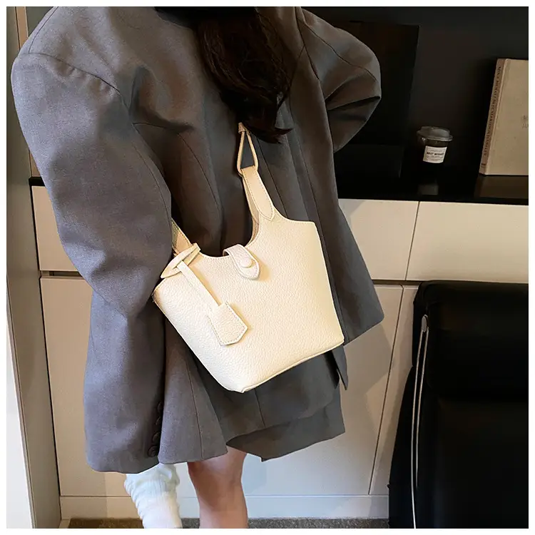 Women's Soft Leather Bucket Bag Beige Shoulder Crossbody — feature 44