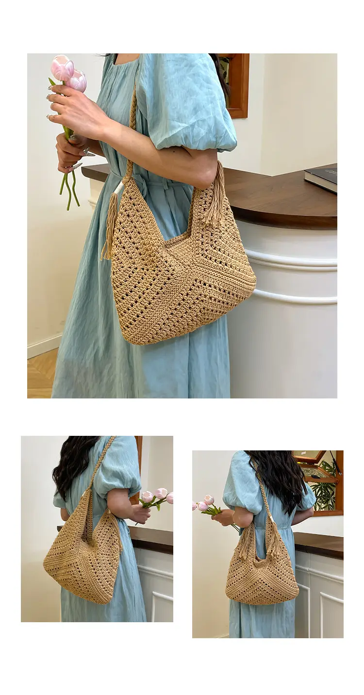 New Woven Beat Shoulder Bag Large Capacity Hollow — feature 10