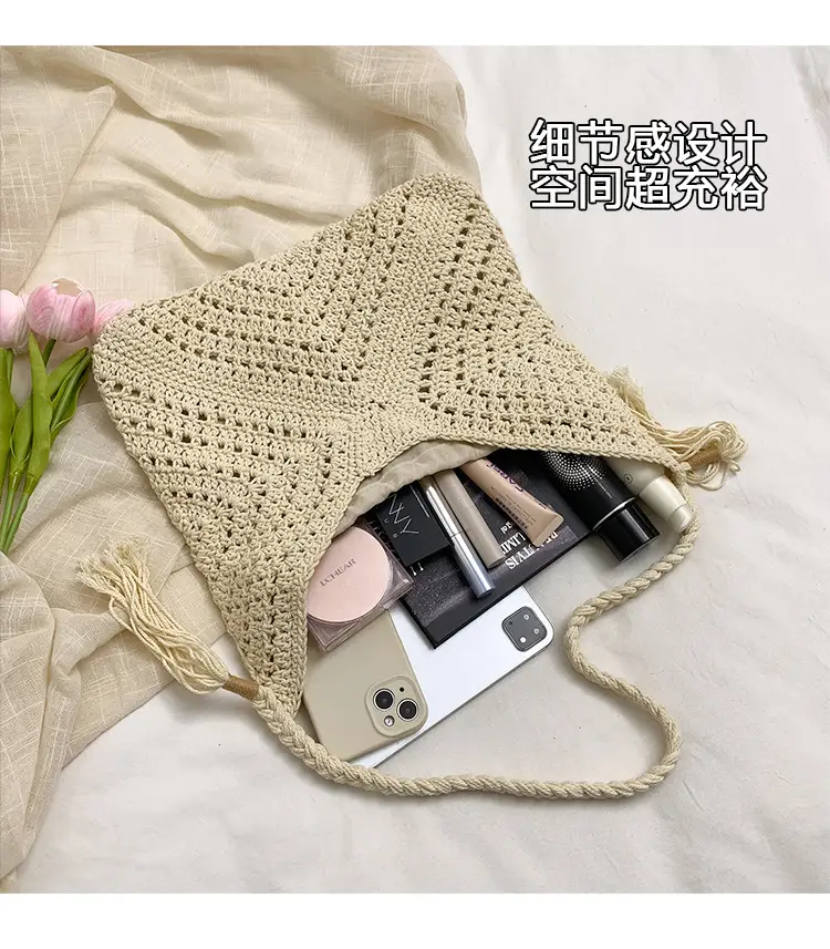 New Woven Beat Shoulder Bag Large Capacity Hollow — feature 7