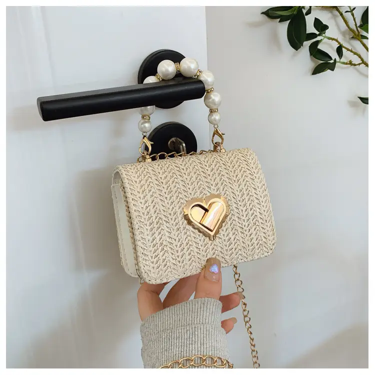 Summer Straw Chain Small Square Bag Women 2025