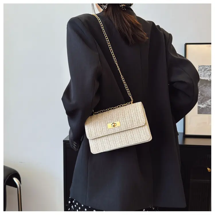 Summer Straw Chain Small Square Bag Women 2025 — feature 19