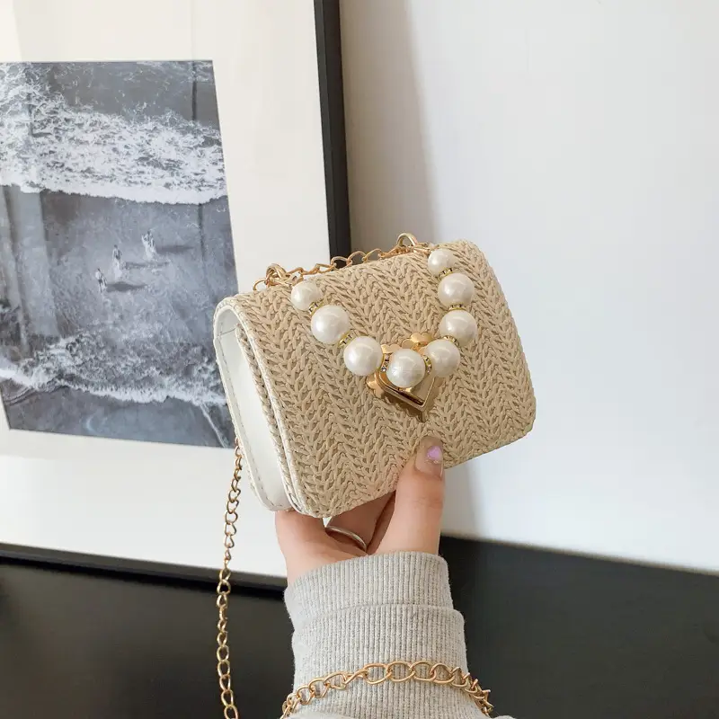 Summer Straw Chain Small Square Bag Women 2025