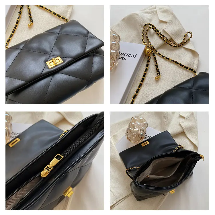 Black Quilted Chain Crossbody Bag for Women 2026 — feature 10