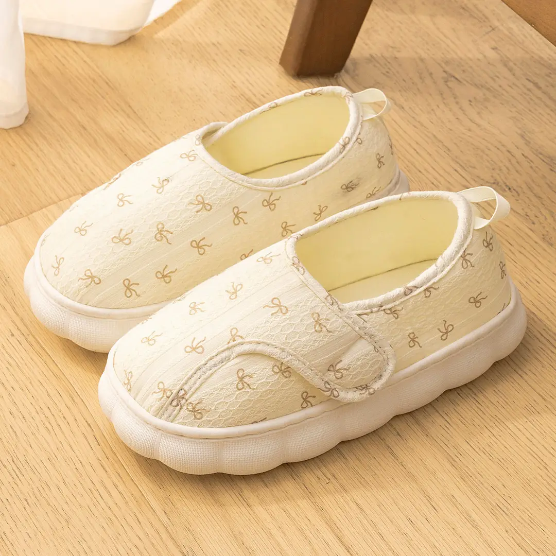 Thick-soled moon shoes for pregnant women indoor home comfortable cotton slippers women's postpartum slippers bag with non-slip soft bottom breathable - Image 3