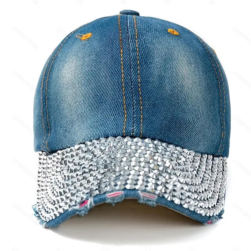 Cross-Border Baseball Cap Half-Brim Diamond Encrusted Women's Trendy Hat