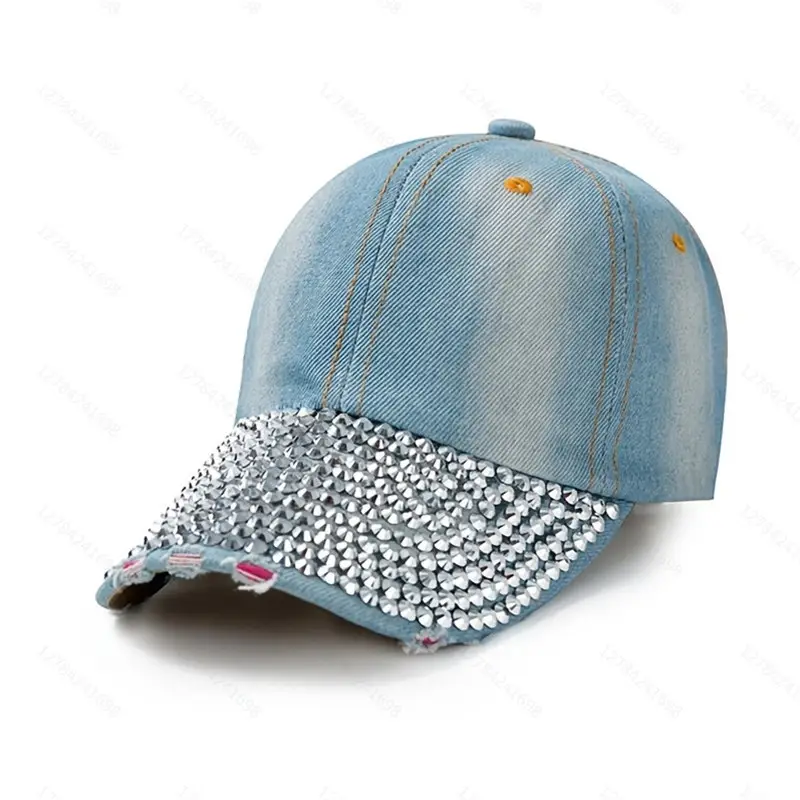 Cross-Border Baseball Cap Half-Brim Diamond Encrusted Women's Trendy Hat