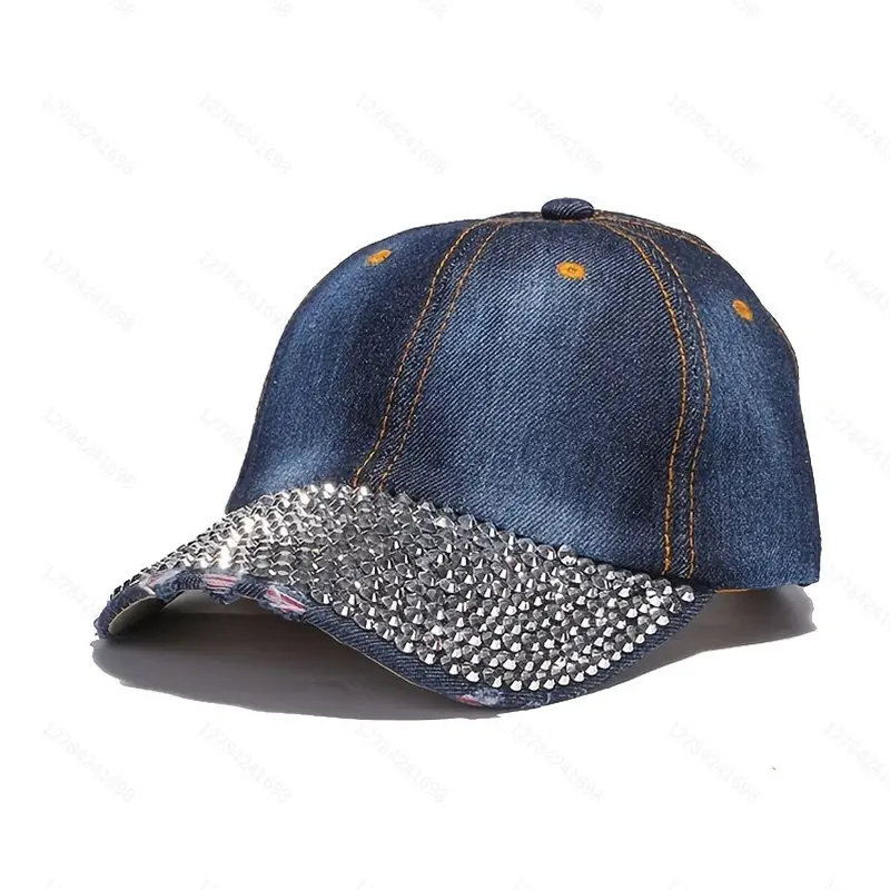 Cross-Border Baseball Cap Half-Brim Diamond Encrusted Women's Trendy Hat