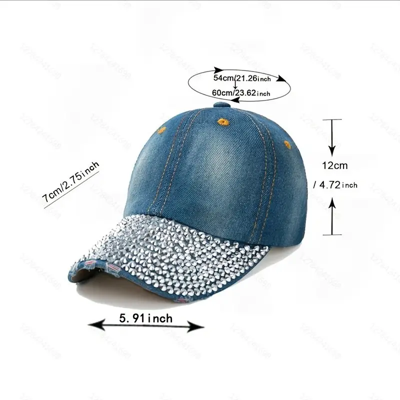 Cross-Border Baseball Cap Half-Brim Diamond Encrusted Women's Trendy Hat — feature 5